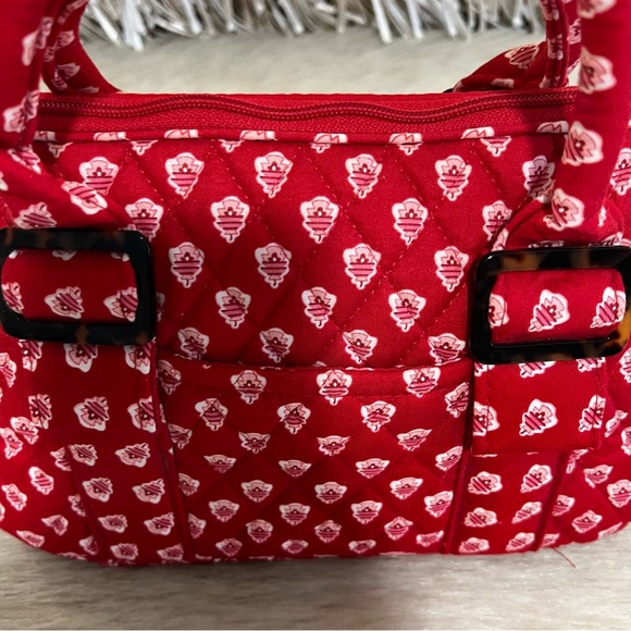 Vintage VERA BRADLEY Nantucket Red 2005 Chelsea Bag Small White Y2K 2 Handles - Picture 3 of 12